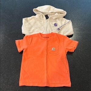 Carhartt Kids 2/3T Orange T-Shirt and Cream Hoodie Set